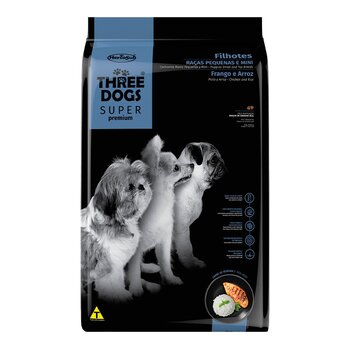 THREE DOGS SUPER PREMIUM FILHOTES RAÇAS PEQUENAS E MINI - FRANGO E ARROZ 10,1KG