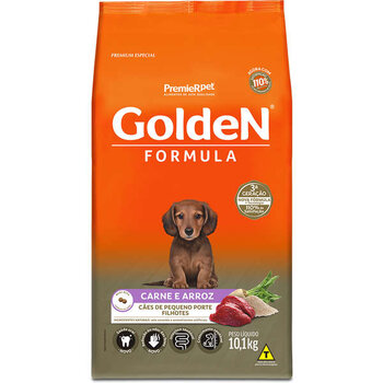 GOLDEN FÓRMULA MINI BITS CÃES FILHOTES PORTE PEQUENO CARNE E ARROZ 10,1KG