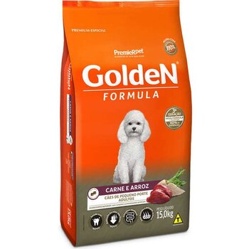 GOLDEN FÓRMULA MINI BITS CÃES ADULTOS PORTE PEQUENO CARNE E ARROZ 15 KG