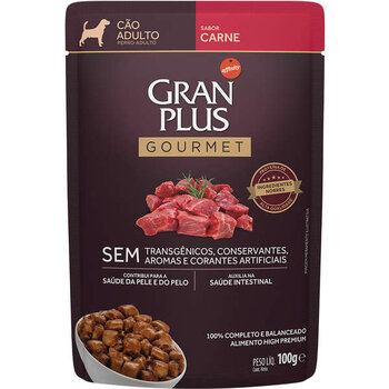 GRANPLUS GOURMET SACHÊ CÃO ADULTO CARNE 100GR