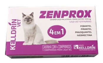 ZENPROX 100 MG 4 EM 1 - VERMÍFUGO PALATÁVEL P/ GATOS