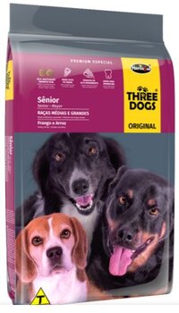 THREE DOGS ORIGINAL SÊNIOR MÉDIOS E GRANDES - FRANGO E ARROZ 15KG