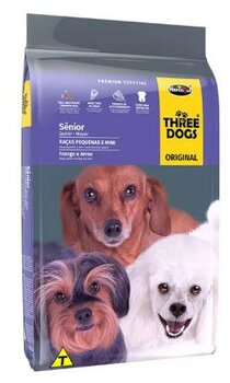 THREE DOGS ORIGINAL SÊNIOR PEQUENOS E MINI - FRANGO E ARROZ 15KG