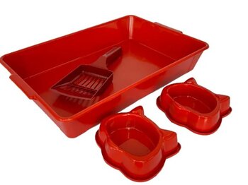 KIT HIGIÊNICO FUN CAT 4 PÇS - VERMELHO