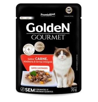 SACHÊ GOLDEN GOURMET GATOS CASTRADOS -  CARNE 70G